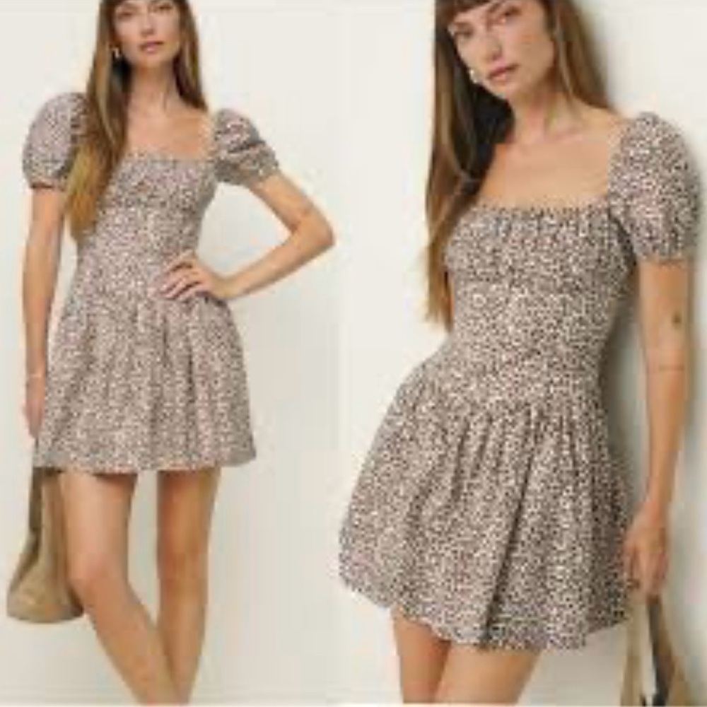 NWT Reformation Cotton Marielle Mini Dress - Mini Leo size 10 reg $226